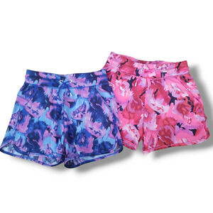 Girls 10/12 Athletic Shorts Bundle Abstract Tie Dye Pink Blue